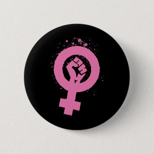 Vintagens feministiska symboldesign knapp