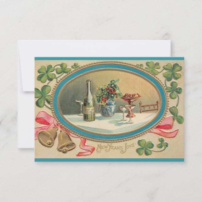 Vintagens festinbjudan till nyår inbjudningar (Framsida)