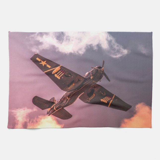 Vintagens flygplan Vackert Himlar Kökshandduk (Horisontell)
