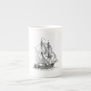 Vintagens Frakt Benporslin Mugg