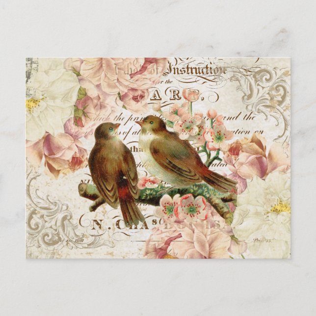 Vintagens Fransk Fågelvykort Vykort (Framsida)