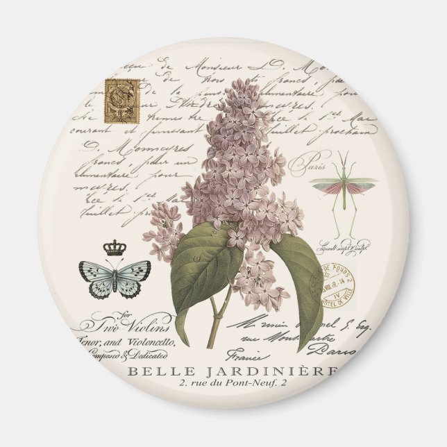vintagens Fransk Lilacs Magnet (Framsidan)
