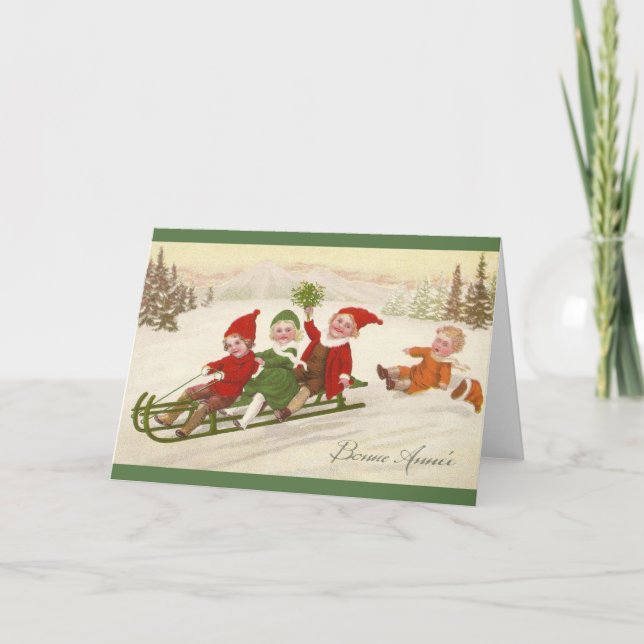 Vintagens Fransk - nytt årligt hälsningskort Helgkort (Framsida)