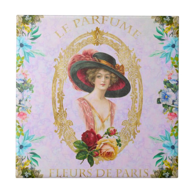 Vintagens Fransk, panel Kakelplatta (Framsidan)