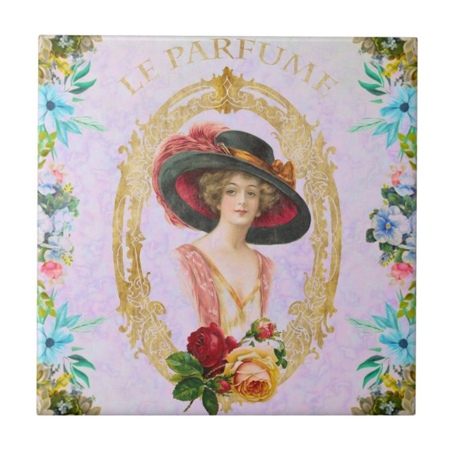 Vintagens Fransk, panel Kakelplatta (Framsidan)