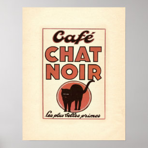 Vintagens fransk poster "Café chatta noir"