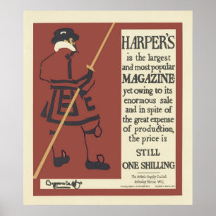 Vintagens Fransk Poster - Harpers Magazine
