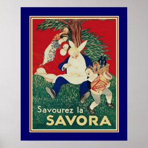 Vintagens Fransk "Savora" Ad ca 1930 s 16 x 20 Poster