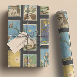 Vintagens Fransk Tarot Cards-bakgrund för träkol