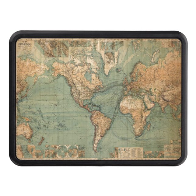 Vintagens gamla antika världskarta dragkroksskydd (Framsidan)