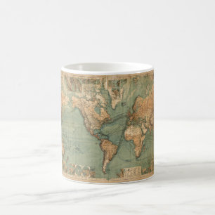 Vintagens gamla antika världskarta kaffemugg
