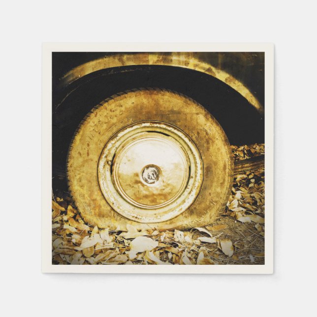 Vintagens gamla hjul på klassiska bilar pappersservett (Framsidan)