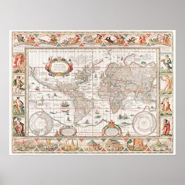 Vintagens geografiska Karta 1636-1650 Poster (Framsidan)