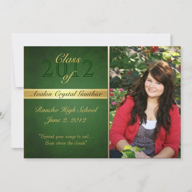 Vintagens Grönt av Studentkort Inbjudningar (Framsida)