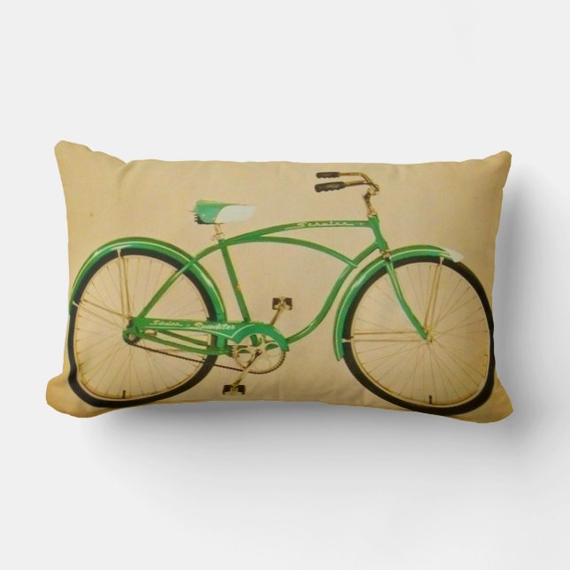 Vintagens Grönt Bicycle Lumbalfyllning Lumbarkudde (Framsida)