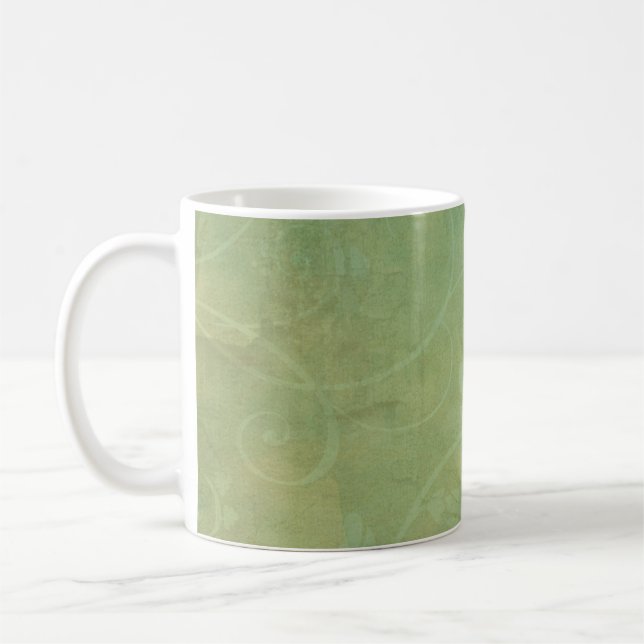 Vintagens grönt blomstrar struktur kaffemugg (Vänster)