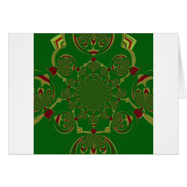 Vintagens Grönt Hälsningskort (Framsidan Horizontal)