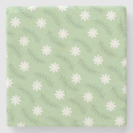 Vintagens Grönt i mitten av århundradet Vita blomm Stenunderlägg