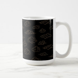 Vintagens guld-stiliserade moln på svart kaffemugg