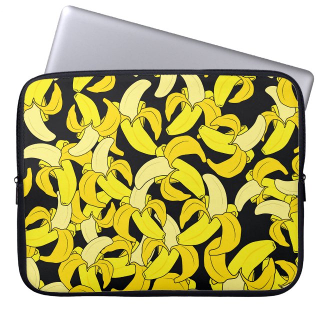 Vintagens Gult Bananer: Black Background Laptop Fodral (Framsidan)