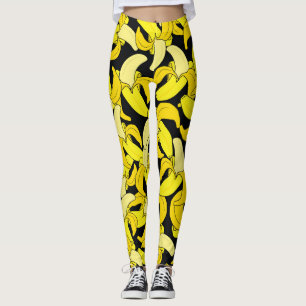 Vintagens Gult Bananer: Black Background Leggings