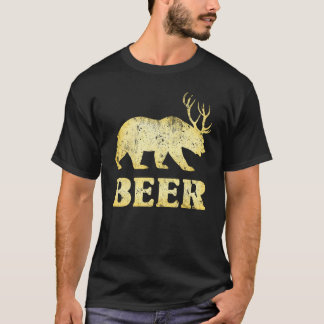 Vintagens Gult Bear-Hjort T-shirt