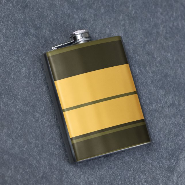 Vintagens Gult och Grönt Rand Fickplunta (flask)