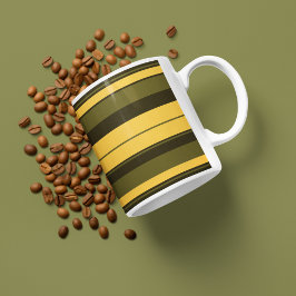 Vintagens Gult och Grönt Rand Kaffemugg