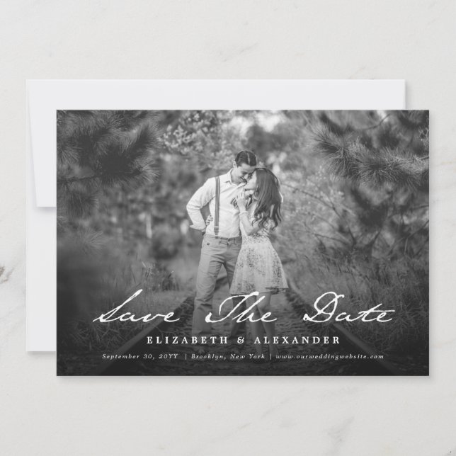 Vintagens handskriftsskript Foto Spara datum Datumet (Framsida)