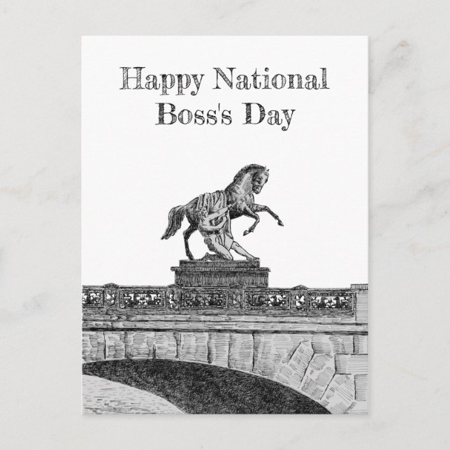 Vintagens hästskulptur vykort (Framsida)