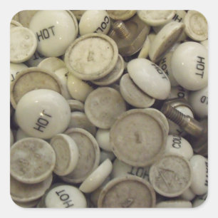 Vintagens Hett och Kall Porcelain Knobs Fyrkantigt Klistermärke