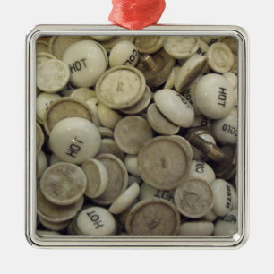 Vintagens Hett och Kall Porcelain Knobs Julgransprydnad Metall