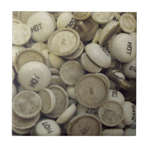 Vintagens Hett och Kall Porcelain Knobs Kakelplatta