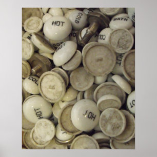 Vintagens Hett och Kall Porcelain Knobs Poster