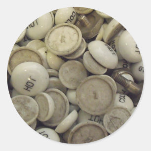 Vintagens Hett och Kall Porcelain Knobs Runt Klistermärke