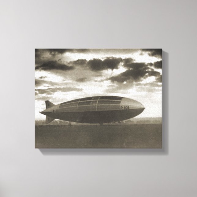Vintagens historiska luftskepp, R101 i Cardington Canvastryck (Framsida)