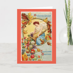 Vintagens horn av ett stort Thanksgiving-kort Helgkort