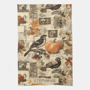 Vintagens hösthemeramn Rustic Birds Kökshandduk
