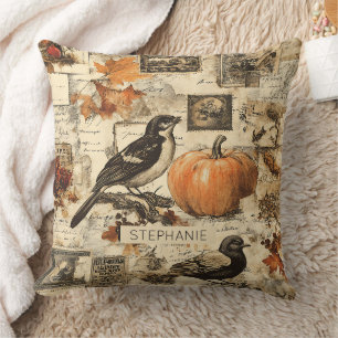 Vintagens hösthemeramn Rustic Birds Kudde