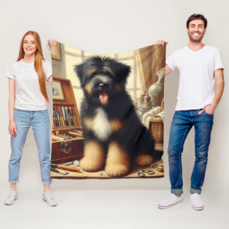 Vintagens Hund - målning Fleecefilt
