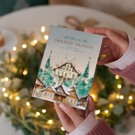Vintagens hus dekorerade med julsymboler inbjudningar