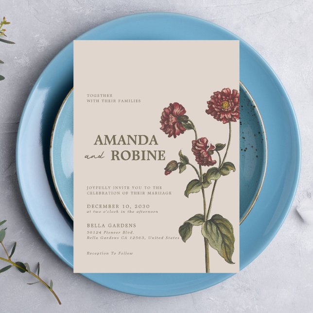 Vintagens inbjudan till botaniskt bröllop (Skapare uppladdad)