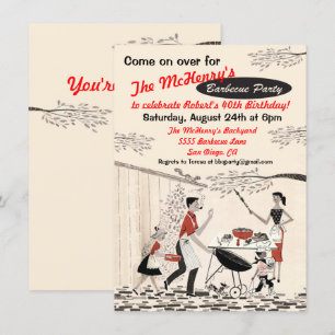 Vintagens inbjudan till Retro Barbecue Party-grupp