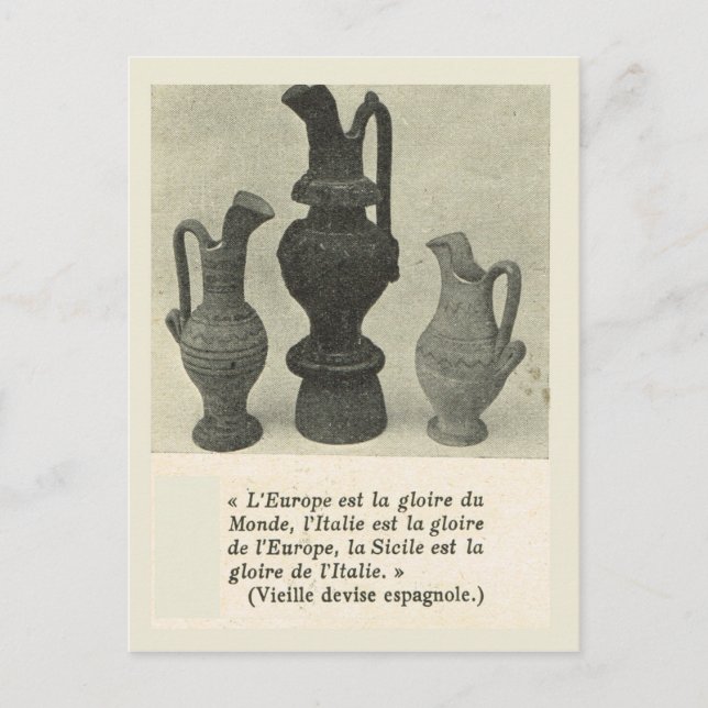 Vintagens Italien, Sicilien, Traditionellt potteri Vykort (Framsida)