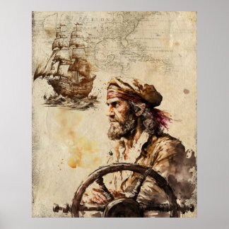 Vintagens kapten och frakt poster