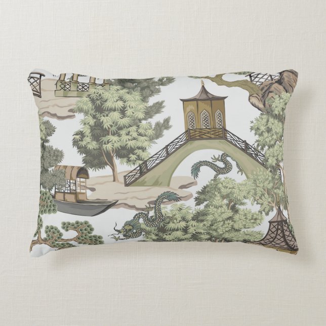 Vintagens kinesiska landskap, sömlöst mönster. Chi Prydnadskudde (Framsidan)
