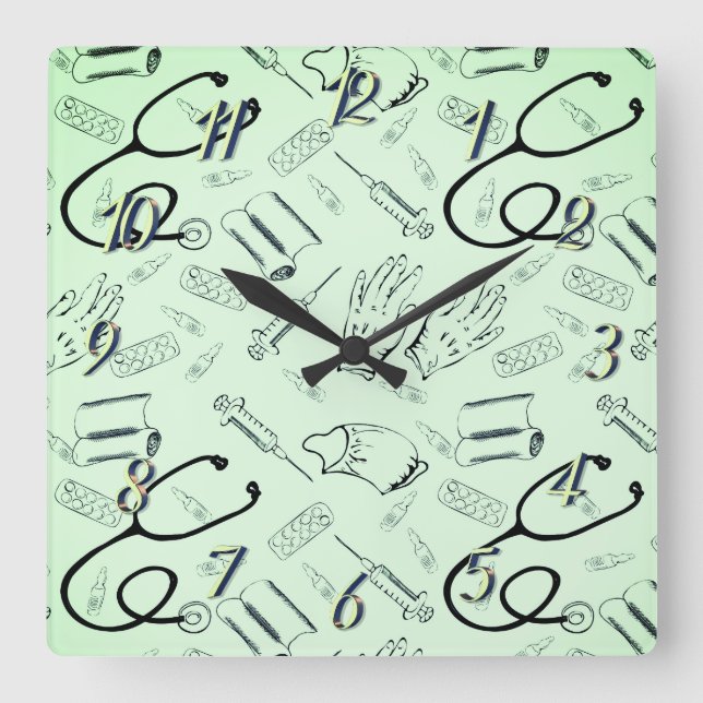 Vintagens kirurg doktor fyrkantig klocka (Framsida)