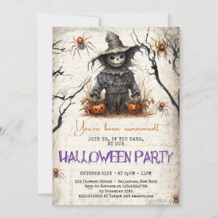 Vintagens klassiska fågelskrämma Halloween Inbjudningar