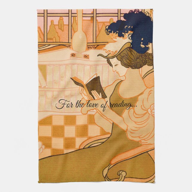 Vintagens klassiska läsare av bokar kökshandduk (Vertikal)