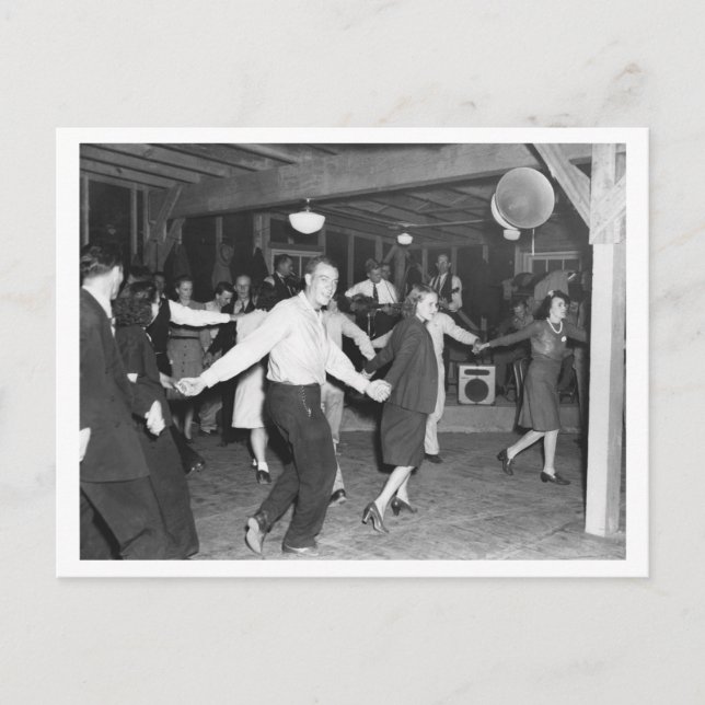 Vintagens kvadratdansfoto 1944 vykort (Framsida)